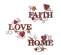 Collections Etc Red Home, arte de pared de metal con amor y fe, juego de 3