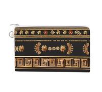 Collections of Old Greek Ornaments - Monedero con diseño de fronteras antiguas doradas, bolso de mano con cremallera