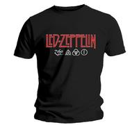 Collectors Mine Led Zeppelin - Logo & Symbol - Camiseta, con Manga Corta, con Cuello Redondo para Hombre, Color Negro, Talla XL