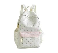 College Campus Schoolbag Mochila Niños Mochila con Polka Corazón Estampado para Estudiantes Gran Compañero Diario Material Impermeable Ideal para la Escuela Tiempo Libre, Blanco, Talla única, Mochilas