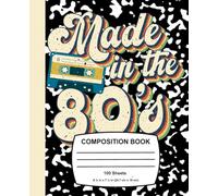 College Ruled Composition Notebook, 100 Pages, 9-1/4" x 7-1/2", Made in the 80s Retro Composition Book, Paper Back, School, College, Journal & Office Supplies