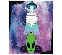 College Ruled Composition Notebook: Cool Alien and UFO Illustration Journal Notebook | Aesthetic Notebook for School, Office or Fun | 7.5” x 9.25” | 120 Pages Lined Paper For School