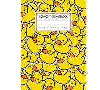 College Ruled Composition Notebook: Cute Yellow Rubber Ducks School Notebook blank lined journal, Back to School Supplies for Kids, Girls and Students