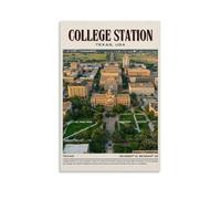 College Station Vintage Poster Pintura Decorativa Lienzo Arte de Pared Salón Póster Dormitorio Pintura, Arte de Pared Impresión de Imagen Moderna Decoración de Habitación Familiar 40 x 60 cm (40 x 60