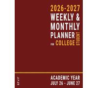 College Student Academic Planner 2026-2027: Large Weekly Horizontal Layout for Homework University Assignments, Academic Year 26-27, Women Girls, Red, 8.5 x 11