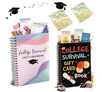 College Survival Gift Card Album - Graduation Gift Card Album 2026, College Survival Booklet Organizer, Leaving Home High University School Birthday Care Package Cash Holder for Graduate (A1+C1)
