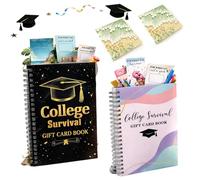 College Survival Gift Card Album - Graduation Gift Card Album 2026, College Survival Booklet Organizer, Leaving Home High University School Birthday Care Package Cash Holder for Graduate (A1+B1)