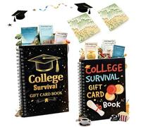 College Survival Gift Card Album - Graduation Gift Card Album 2026, College Survival Booklet Organizer, Leaving Home High University School Birthday Care Package Cash Holder for Graduate (B1+C1)
