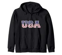 College USA Font Rojo Blanco Azul Estrellas Y Rayas Sudadera con Capucha