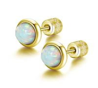Collenatsy Pendientes Con Piedra De óPalo, Pendientes HipoalergéNicos Y MéDicos Con Cierre Plano Para Mujeres, NiñAs Y NiñOs, Ideales Como JoyeríA Para Piercing Tragus O HéLix