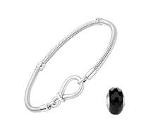 Collenatsy Pulseras de plata de ley 925 para mujer, pulsera de mariposas, pulsera de serpientes, pulsera de abalorios, regalo para mamá y novia (17 cm), Platino