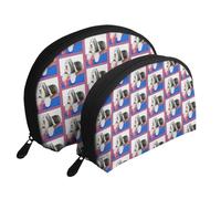 Collie_Barbudo, Bolsa de Maquillaje de Concha, Monedero pequeño para Mujer, Bolsa de artículos de tocador, Bolsa de cosméticos, 2 Piezas