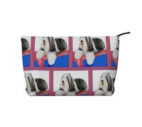 Collie Barbudo,Neceser de Pana, Neceser de Maquillaje portátil, Neceser de Viaje