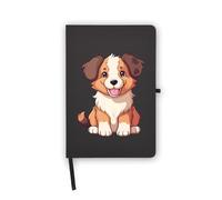 Collie - Cuaderno con diseño de cachorro de perro, páginas en blanco, cubierta de piel sintética, planificador, diario, cuaderno de trabajo