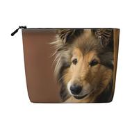 Collie de Pelo Largo Lassie Perros Perros Grandes y esponjosos Mascotas,Neceser de Maquillaje de imitación Lino, Neceser de Viaje portátil