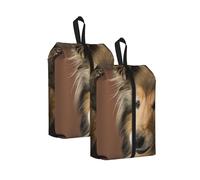Collie de Pelo Largo Lassie Perros Perros Grandes y Peludos Mascotas， Bolsas de Viaje para Zapatos (Paquete de 2), Bolsas Impermeables para Guardar Zapatos, Organizador de Zapatos