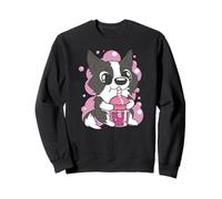 Collie Dog Bebiendo Té Boba Kawaii Lindo Divertido Sudadera