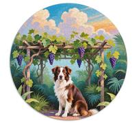 Collie fronterizo 1000 Piezas Puzzle Aliviar Estrés Perro de Mascota Lindo Rompecabezas Redondo Juegos Intelectuales Arte Regalos Regalos Niños (67.5x67.5cm)