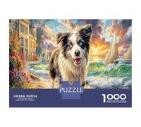 Collie fronterizo 1000 Piezas rompecabezaspastor Australiano costero Regalo De Rompecabezas Juguetes Desafiantes para Adultos Y Niños +14 Años Colores Variados38x26cm/1000pcs