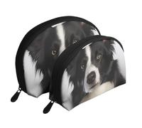 Collie fronterizo, Bolsa de Maquillaje de Concha, Monedero pequeño para Mujer, Bolsa de artículos de tocador, Bolsa de cosméticos, 2 Piezas