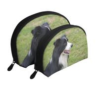 Collie fronterizo, Bolsa de Maquillaje de Concha, Monedero pequeño para Mujer, Bolsa de artículos de tocador, Bolsa de cosméticos, 2 Piezas