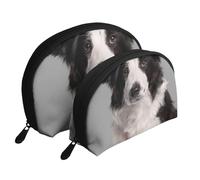 Collie fronterizo, Bolsa de Maquillaje de Concha, Monedero pequeño para Mujer, Bolsa de artículos de tocador, Bolsa de cosméticos, 2 Piezas
