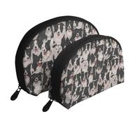Collie fronterizo, Bolsa de Maquillaje de Concha, Monedero pequeño para Mujer, Bolsa de artículos de tocador, Bolsa de cosméticos, 2 Piezas
