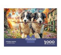 Collie fronterizo Carteón Extra Grueso Ciudad de Perros Rompecabezas De Bricolaje 12 Años+ Divertido Desafiante Juego De Familia Hermosa Decoración Regalo 70x50cm/1000pcs