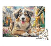 Collie fronterizo Extra Thick Cardboard Arte de la Mascota Sonriente Jigsaw Puzzle Bundle Concentration Training Travel Activity Gift for Family Puzzle Senior Enthusiasts 52x38cm/1000pcs