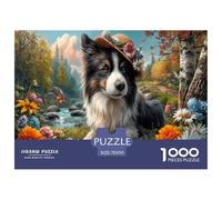 Collie fronterizo Puzzles Imposible,desafío para Adultos Autumn Corriente Bosqueal 1000 Piezas Obra De Arte De Juego De para Adultos Y Niños Mayores De 12 Años 70x50cm/1000pcs