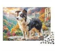 Collie fronterizo Sturdy Cardboard Decoración de Mascotas de pie Jigsaw Puzzle Adults Kids Cognitive Training Logic Skill Great Gift for Birthday Housewarming Puzzle Fans 38x26cm/1000pcs