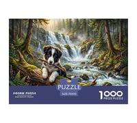 Collie fronterizoPuzzle Imposible,desafío para Adultos Cascada Bosque 1000 Piezas Obra De Arte De Juego De para Adultos Y Niños A Partir De 12 Años 70x50cm/1000pcs