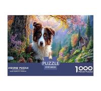 Collie fronterizoPuzzles Imposible,desafío para Adultos Corriente BosquealEntretenimiento Creativo 1000 Piezas Obra De Arte De Juego De para Adultos Y Niños A Partir De 12 Años 38x26cm/1000pcs