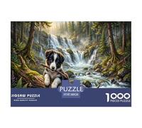 Collie fronterizoRompecabezas Imposible,desafío for Adults Cascada Bosque 1000 Piezas Obra De Arte De Juego De para Adultos Y Niños Mayores De 12 Años 38x26cm/1000pcs
