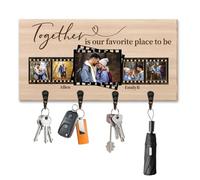Collienght Together is Our Favorate Place to Be - Soporte para llaves de fotos familiares, soporte de pared de madera con llavero de nombre familiar, organizador para pared, entrada, decoración del