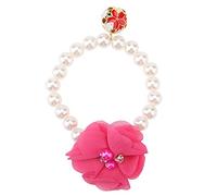 Collier de Fleur de Perle pour animaux de compagnie Collier de Chat élastique Collier RAS du COU Collier de Bijoux de Chat de Chien de compagnie pour Collier de chiot accessoire (Rose Rouge)