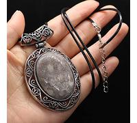 Collier en pierre naturelle Collier en cristal d'opale d'oeuf Collier de pendentifs en alliage d'argent antique-Jade corail