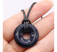 Collier pendentif en pierre naturelle d'agates plat rond améthystes collier d'amulettes en oeil de tigre pour collier bijoux-Sable Bleu_25 mm