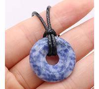 Collier pendentif en pierre naturelle d'agates plat rond améthystes collier d'amulettes en oeil de tigre pour collier bijoux-sodalite_25 mm