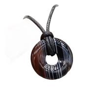Collier pendentif en pierre naturelle d'agates plat rond améthystes collier d'amulettes en oeil de tigre pour collier bijoux-Agate à rayures noires_25 mm