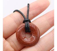 Collier pendentif en pierre naturelle d'agates plat rond améthystes collier d'amulettes en oeil de tigre pour collier bijoux-Sable d'or_25 mm