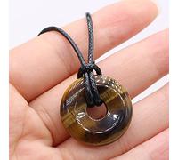 Collier pendentif en pierre naturelle d'agates plat rond améthystes collier d'amulettes en oeil de tigre pour collier bijoux-oeil du tigre_25 mm