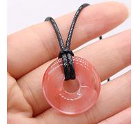 Collier pendentif en pierre naturelle d'agates plat rond améthystes collier d'amulettes en oeil de tigre pour collier bijoux-Pastèque rouge_25 mm