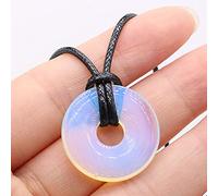Collier pendentif en pierre naturelle d'agates plat rond améthystes collier d'amulettes en oeil de tigre pour collier bijoux-Opale_25 mm