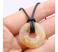 Collier pendentif en pierre naturelle d'agates plat rond améthystes collier d'amulettes en oeil de tigre pour collier bijoux-Jade jaune_25 mm