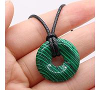 Collier pendentif en pierre naturelle d'agates plat rond améthystes collier d'amulettes en oeil de tigre pour collier bijoux-Malachite_25 mm