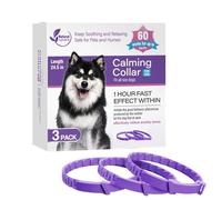 Colliers apaisants pour Chiens aux phéromones - Lot de 3 colliers calmants | Collier Ant-Stress pour Chiens, soulage l'anxiété, Les aboiements, Les peurs et le Stress, efficacité 60 jours, Ajustable