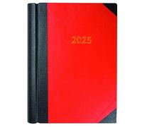 Collins Agenda de escritorio estándar 2025 para profesionales, agenda de negocios A4 de dos páginas por día, color rojo, (42.15-25), planificador de negocios premium con tapas duras de cuero