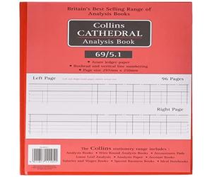 Collins Cathedral Analysis Book 69/5.1 - Libro de registro para iglesias, (96 páginas, tapa dura, 30.2 x 21.4 x 1.2 cm), color rojo