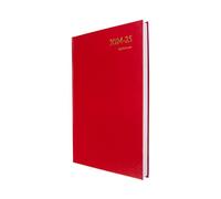 Collins Essential - Agenda académica A4 para año académico 2024-25, día por página, color rojo, planificador académico de medio año para estudiantes y profesores, ESSA41M.15-2425, julio de 2024 a